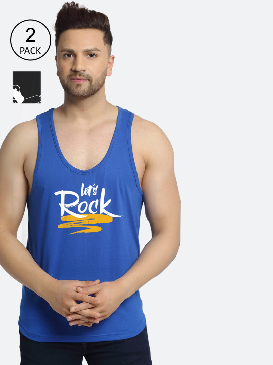 Friskers Men Pack Of 2 Printed Pure Cotton Innerwear Vests