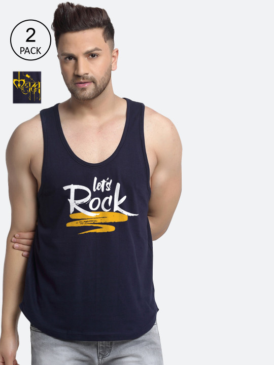 Friskers Men Pack Of 2 Printed Pure Cotton Innerwear Vests