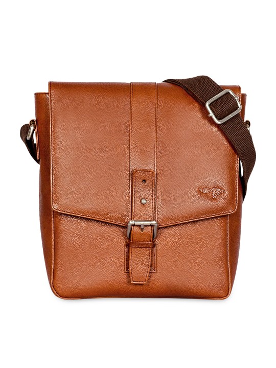 Men Brown Leather Messenger Bag