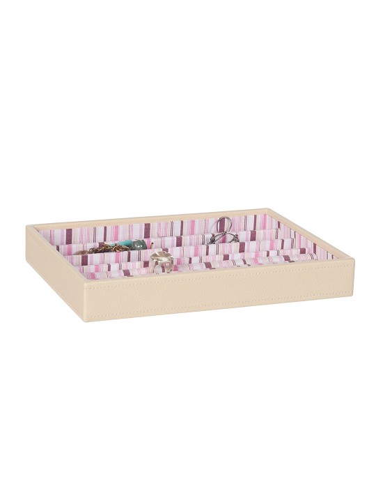 Pink & White Faux Leather Jewellery Organiser