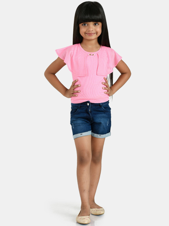 Peppermint Girls Pink & Blue Top with Shorts