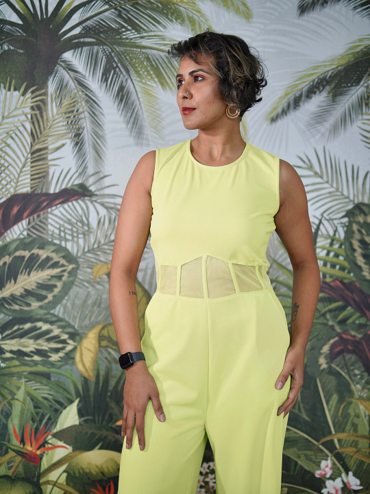 STREET 9 Women Lime Green Solid Corset Jumpsuit