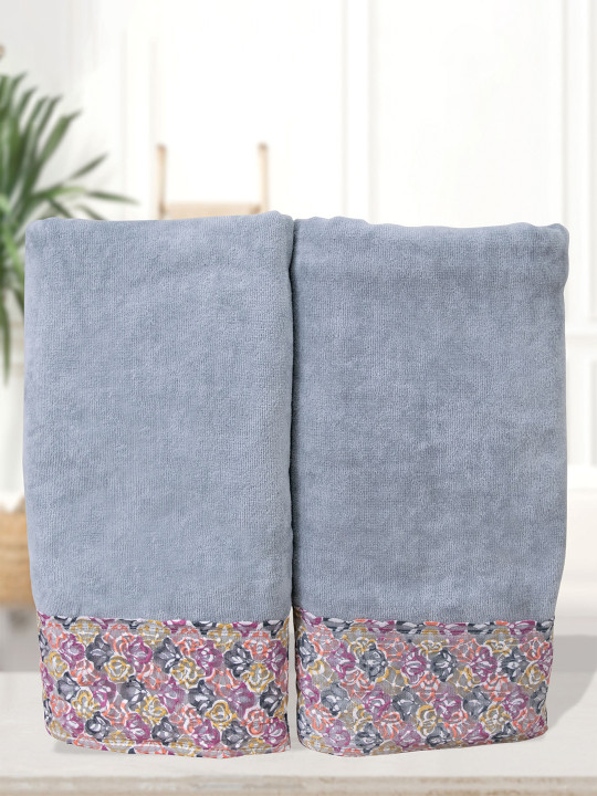 RANGOLI Set Of 2 Grey 450 GSM Bath Towels