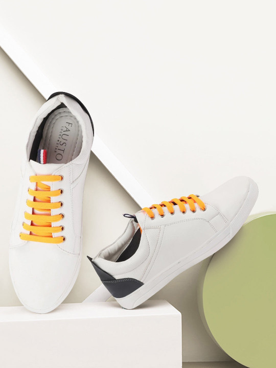 FAUSTO Men White PU Sneakers
