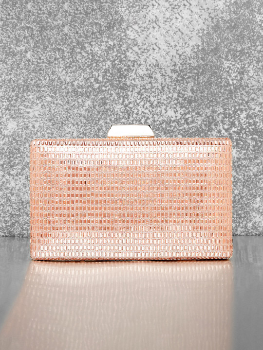 Peora Rose Gold Embellished Purse Clutch