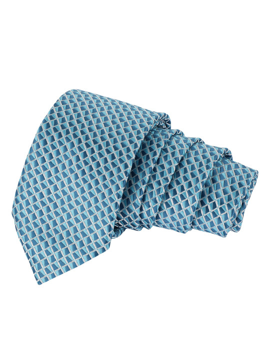 Alvaro Castagnino Men Blue & Silver-Toned Woven Design Skinny Tie
