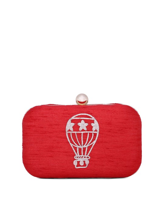 Red Printed Box Clutch