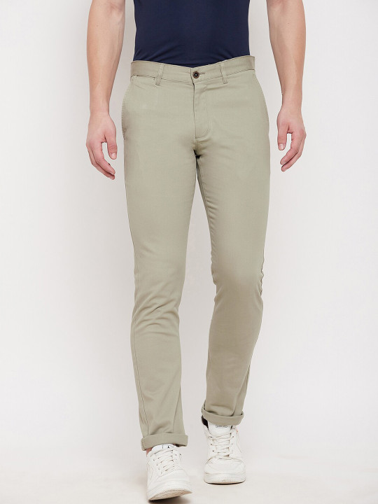 Duke Men Beige Slim Fit Trousers
