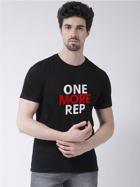 Friskers Men Black & rich black Typography Printed Applique T-shirt