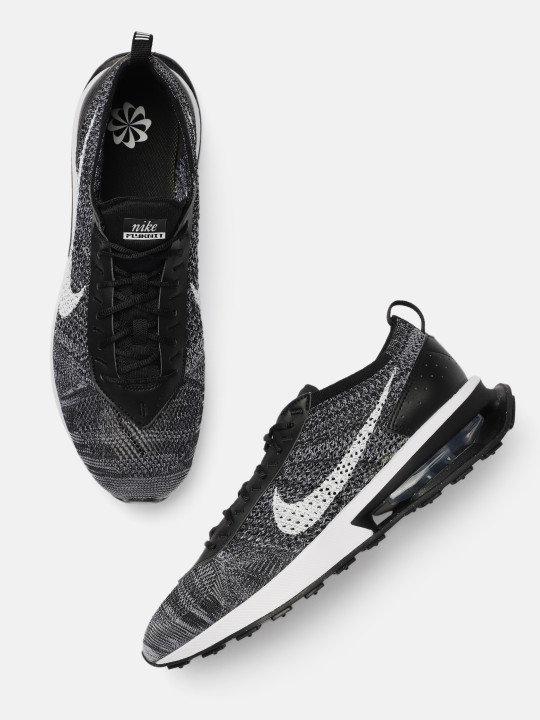 men black & grey air max flyknit racer sneakers