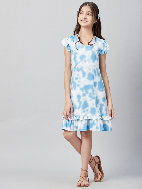 Athena Girl Blue Tie and Dye A-Line Dress