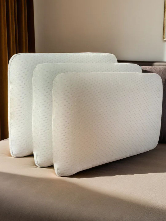 Sleepsia Gel_regular_std_1 White Solid Cotton Set of 3 Medium Memory Foam Therapedic Pillow-39 x 34 x 11 cm
