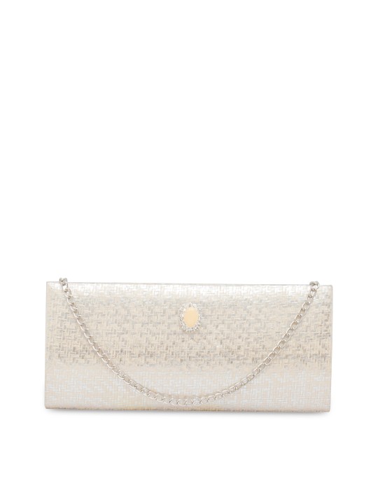 Silver-Toned Embellished Clutch