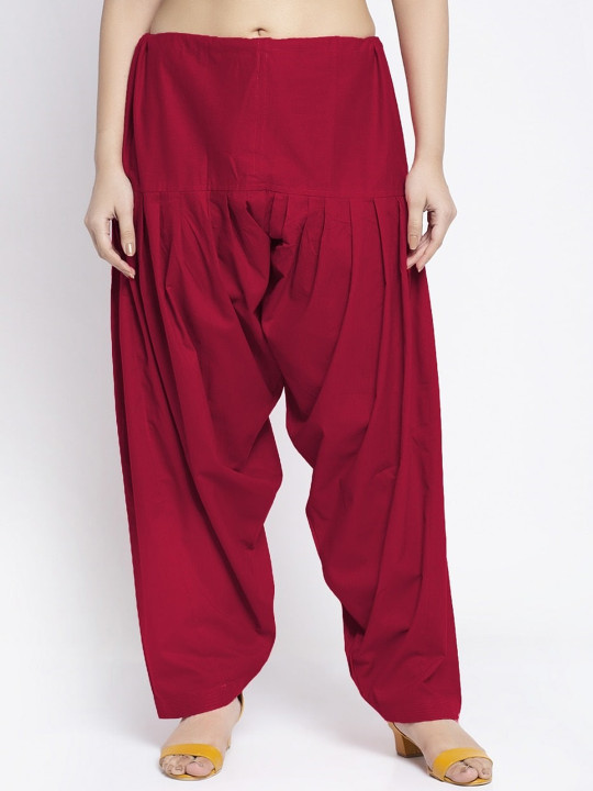 GRACIT Women Maroon Solid Pure Cotton Salwar