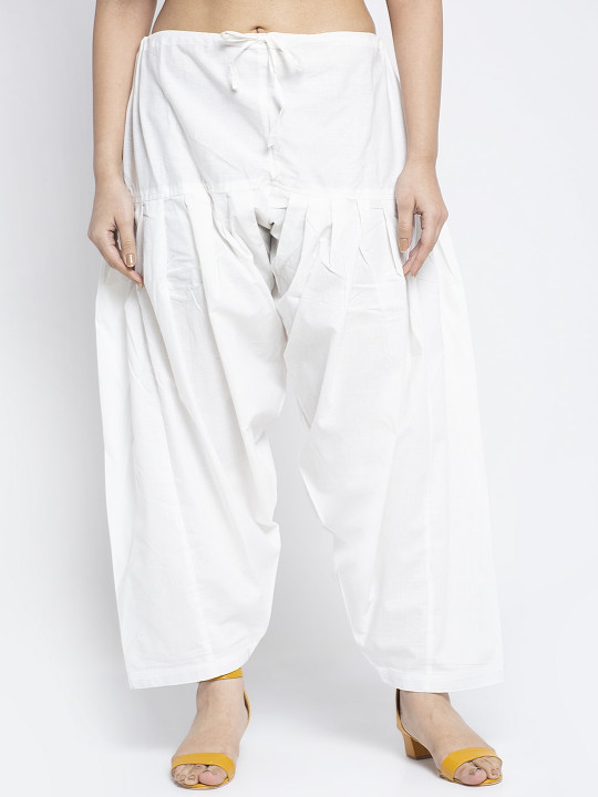 GRACIT Women White Solid Pure Cotton Salwar