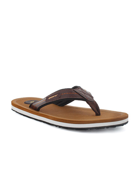 Sparx Men Tan & White Thong Flip-Flops
