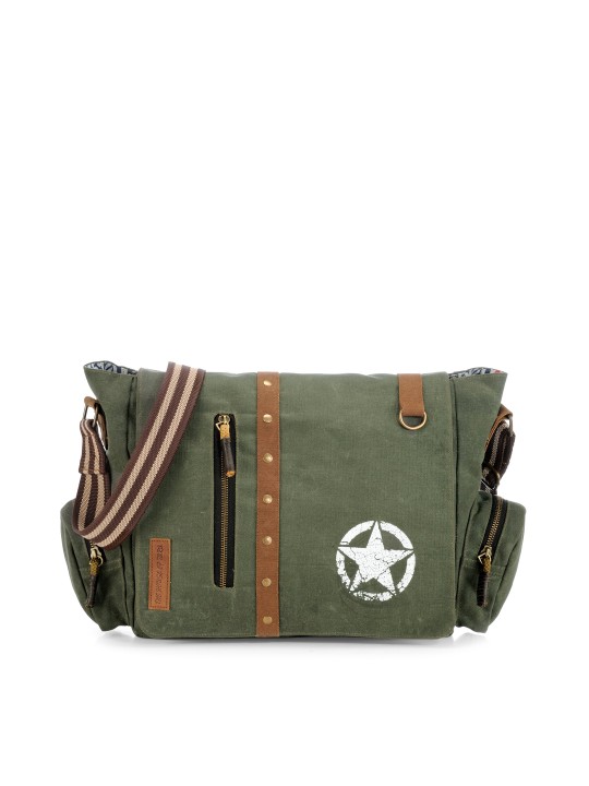 Unisex Green Messenger Bag