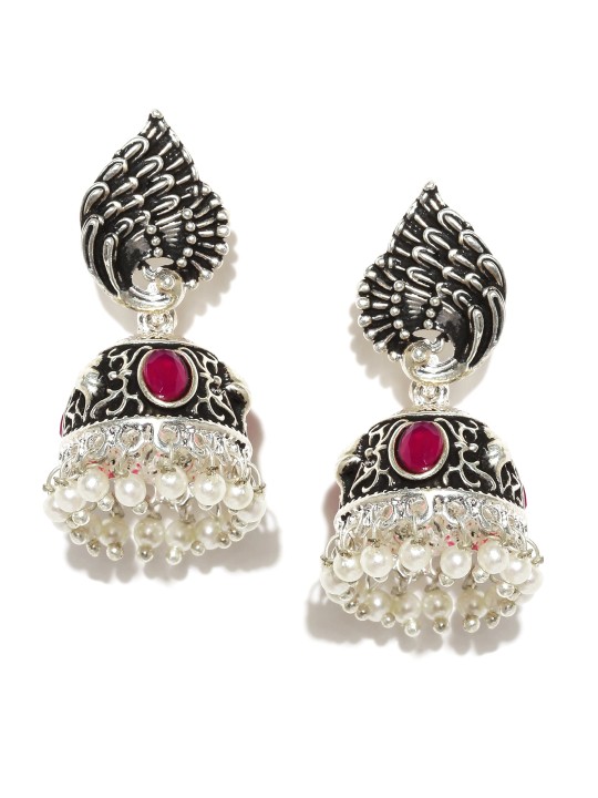 Silver-Plated Dome-Shaped Jhumkas
