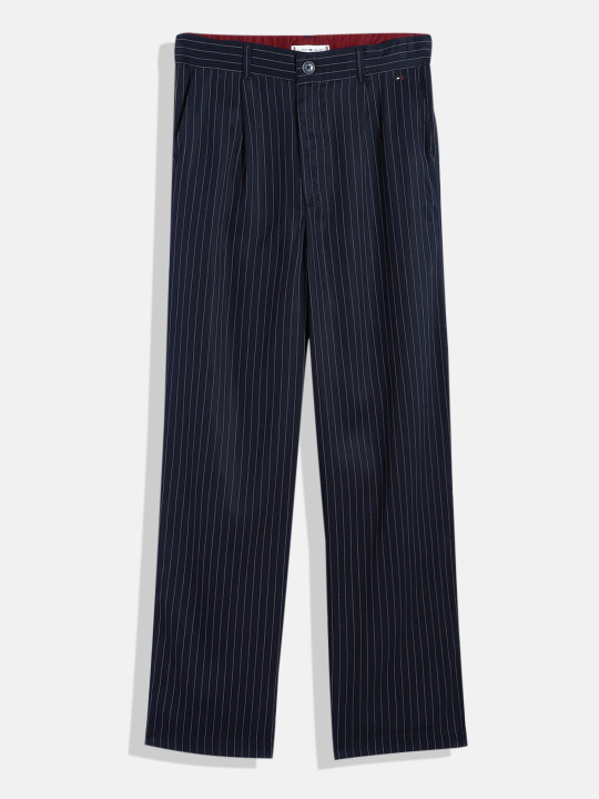 Tommy Hilfiger Girls Regular Fit Striped Formal Trousers