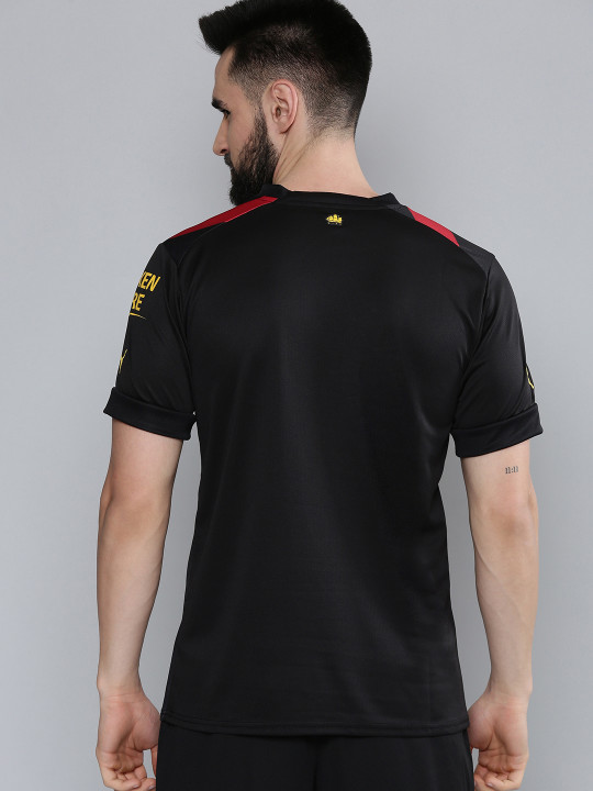Men Black & Red Manchester City Printed Jersey Replica Sustainable T-shirt