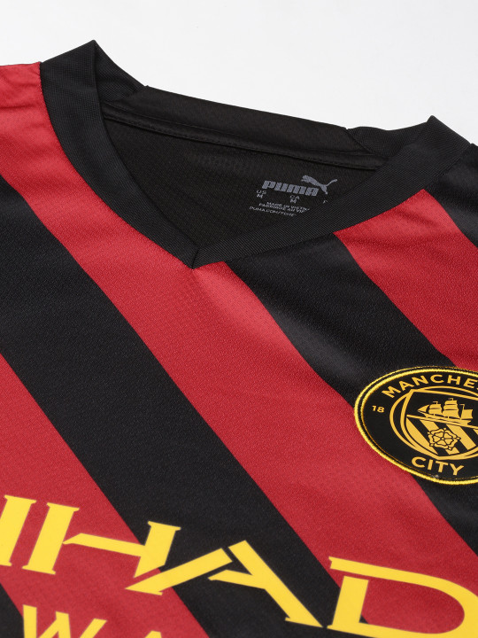 Men Black & Red Manchester City Printed Jersey Replica Sustainable T-shirt