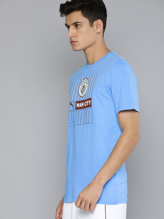 Men Blue & Maroon Manchester City FC Printed Football T-shirt