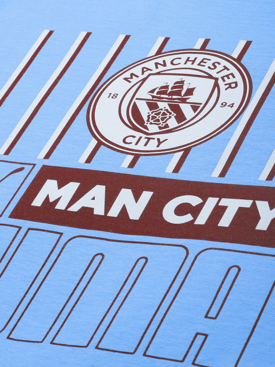 Men Blue & Maroon Manchester City FC Printed Football T-shirt