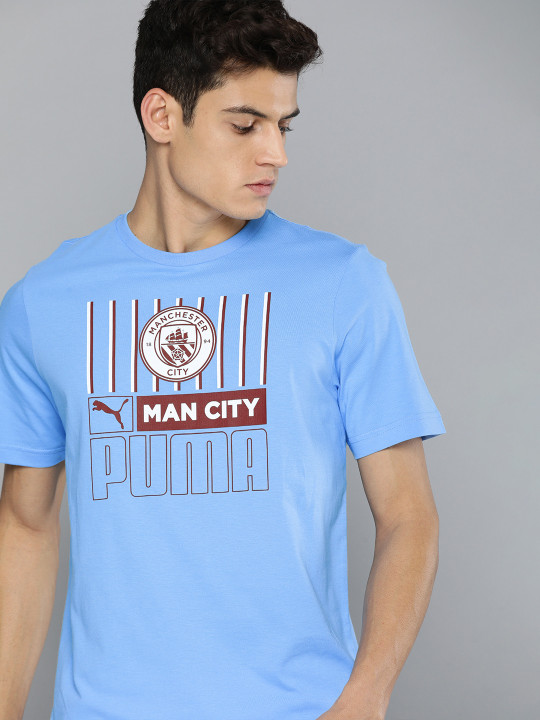 Men Blue & Maroon Manchester City FC Printed Football T-shirt