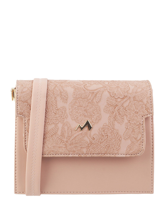 Metro Peach-Coloured PU Structured Sling Bag