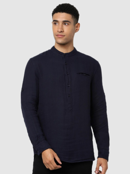 Celio Men Navy Blue Classic Casual Shirt