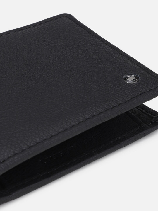 men black leather two fold wallet