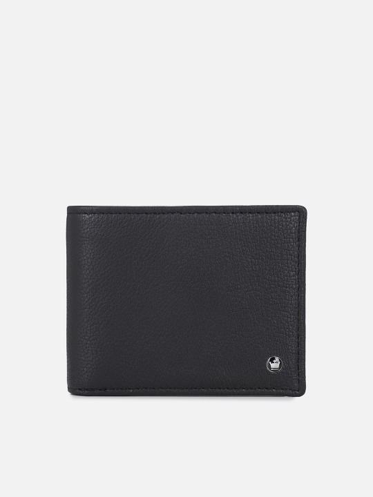 men black leather two fold wallet