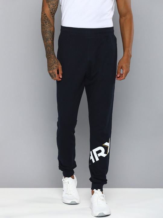 HRX by Hrithik Roshan Men Navy Blue Brand Logo Printed Lifestyle Joggers