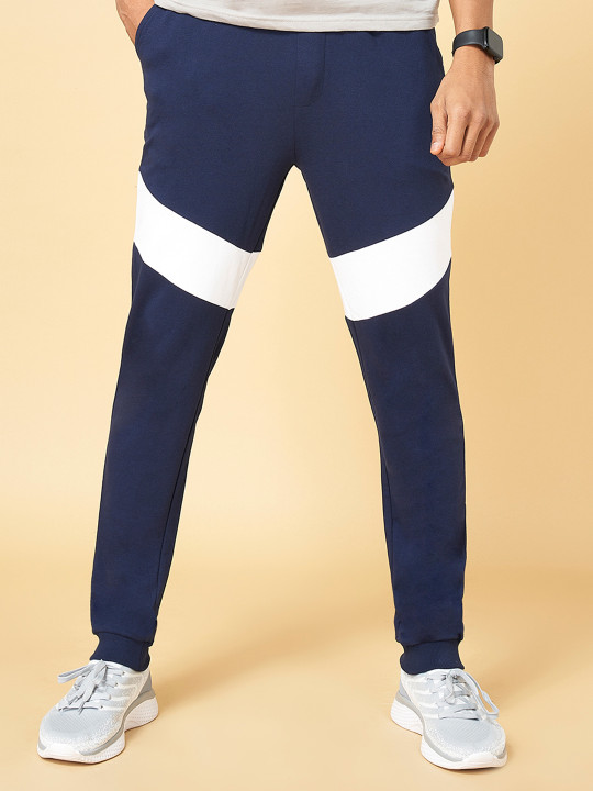Ajile by Pantaloons Men Navy Blue & White Colorblocked Joggers