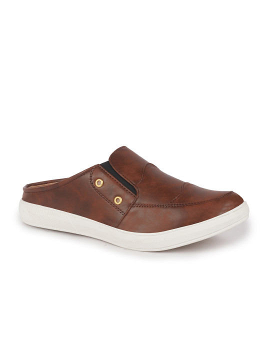 FAUSTO Men Brown Printed PU Slip-On Shoes