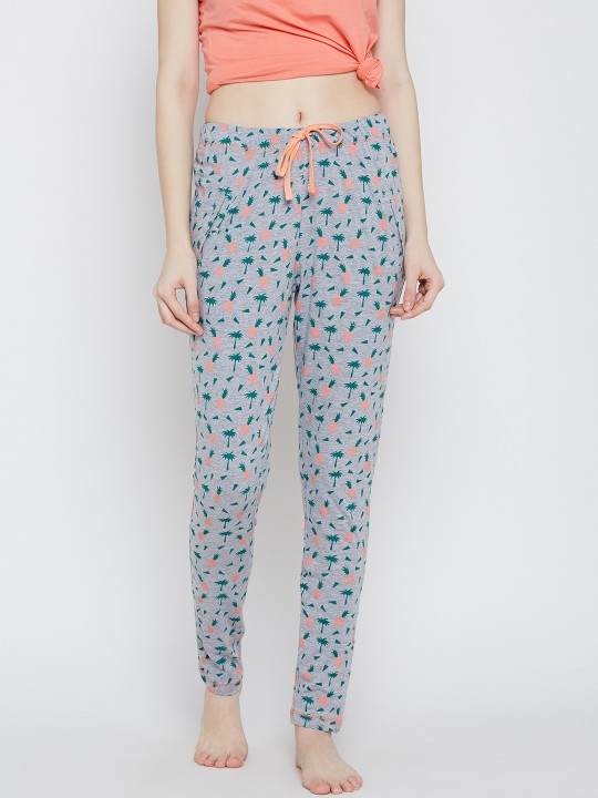 Grey Melange Printed Lounge Pants FWSJ906 S