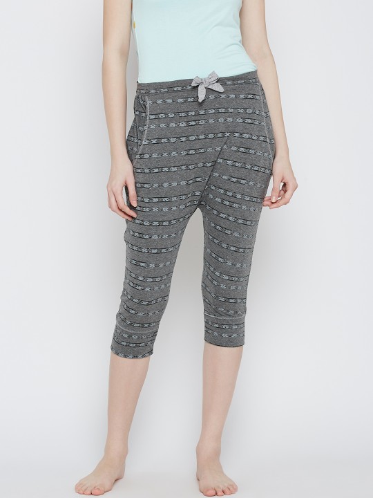 Charcoal Grey Striped Lounge Capris FWSJ917 S