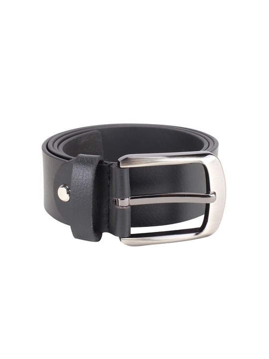 Men Black Solid Genuine Leather Belt 40