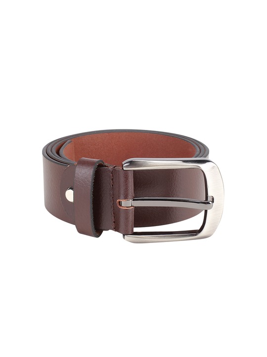 Men Brown Solid Genuine Leather Belt 36