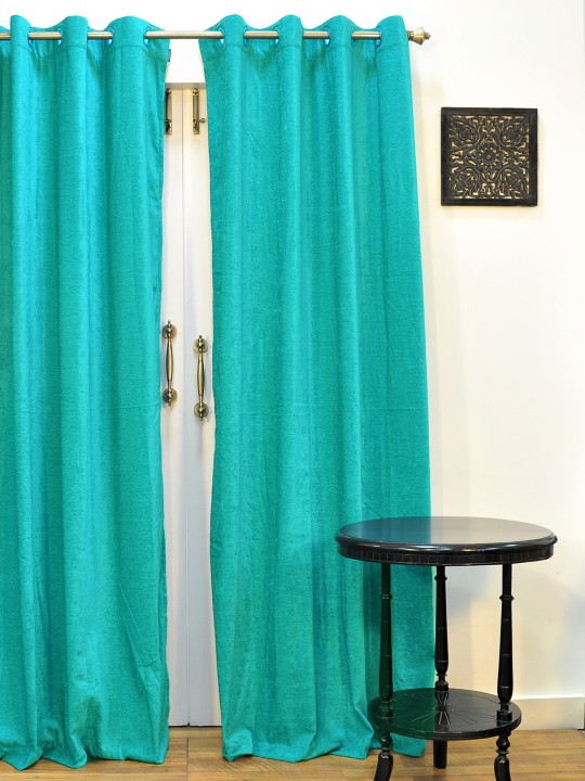 Turquoise Blue Single Regular Long Door Curtain
