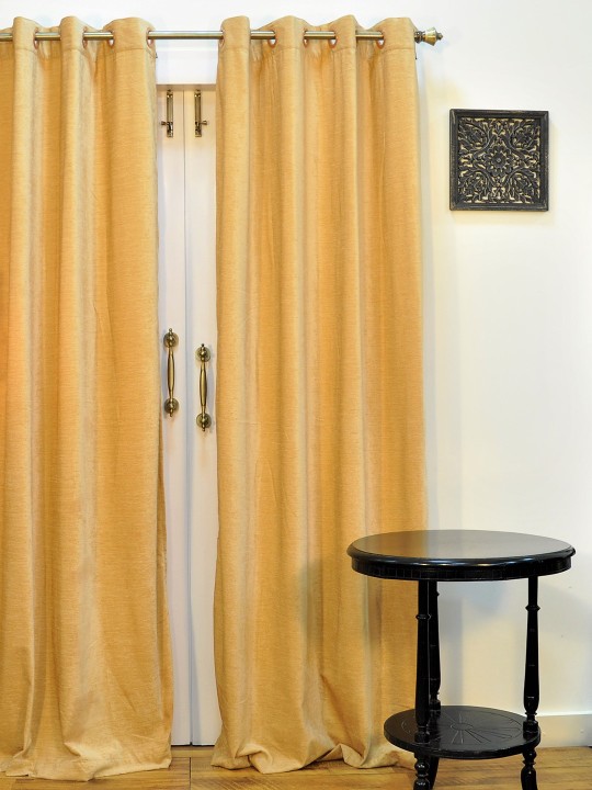 Gold-Toned Single Regular Long Door Curtain