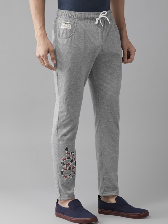 Hubberholme Men Grey Melange Solid Slim Fit Track Pants