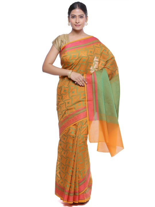 Orange Art Silk Woven Design Banarasi Saree