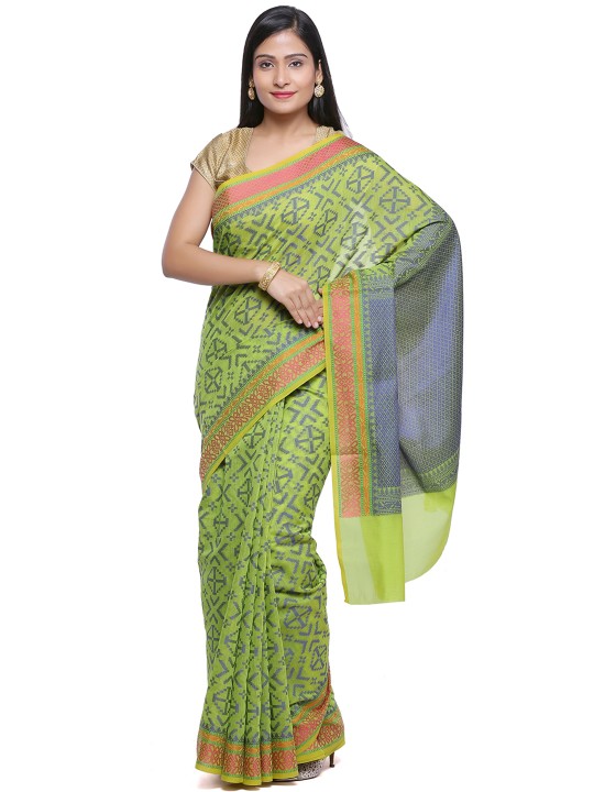 Green & Blue Art Silk Woven Design Banarasi Saree