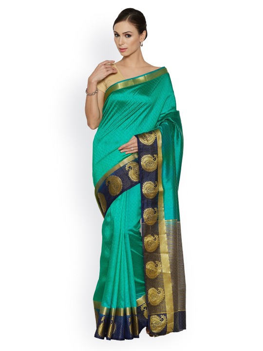 Teal Ikat Saree