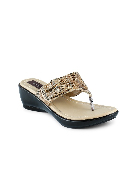 Women Cream-Coloured Textured Sandals 36