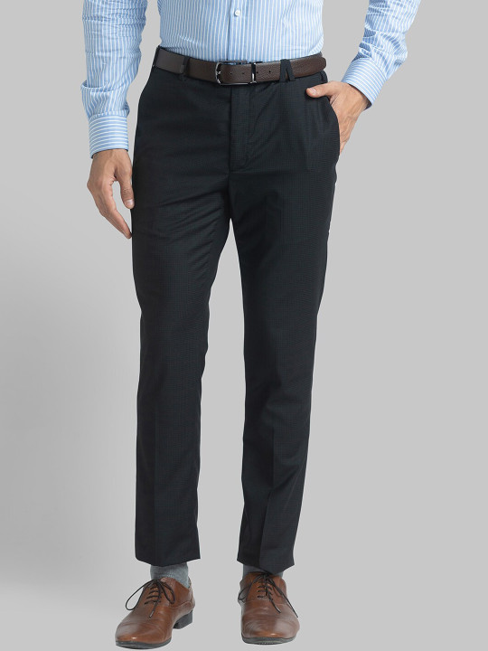 Park Avenue Men Black Slim Fit Trousers