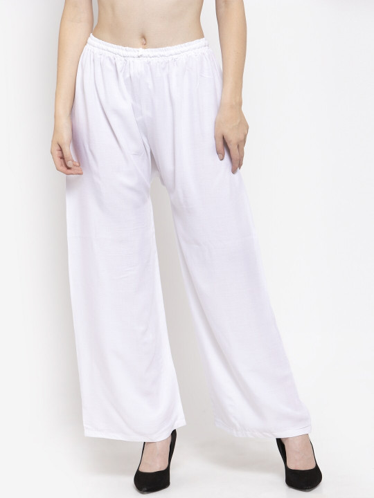 Clora Creation Women White Solid Ethnic Palazzos