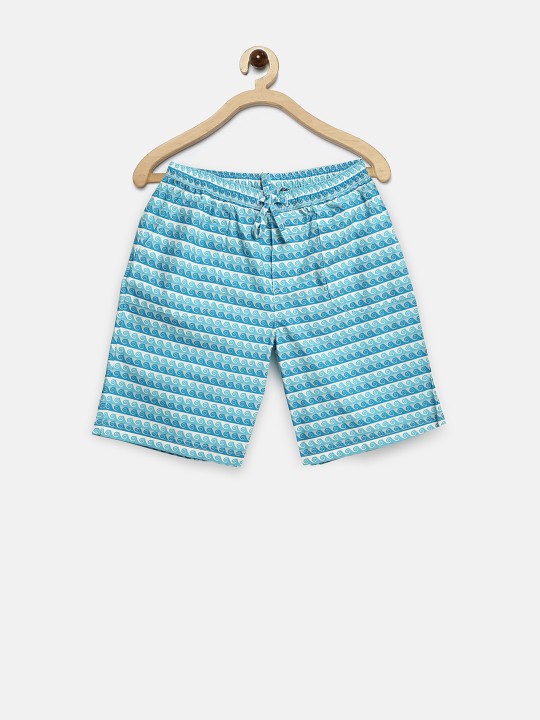 Boys Blue Printed Shorts 7-8Y