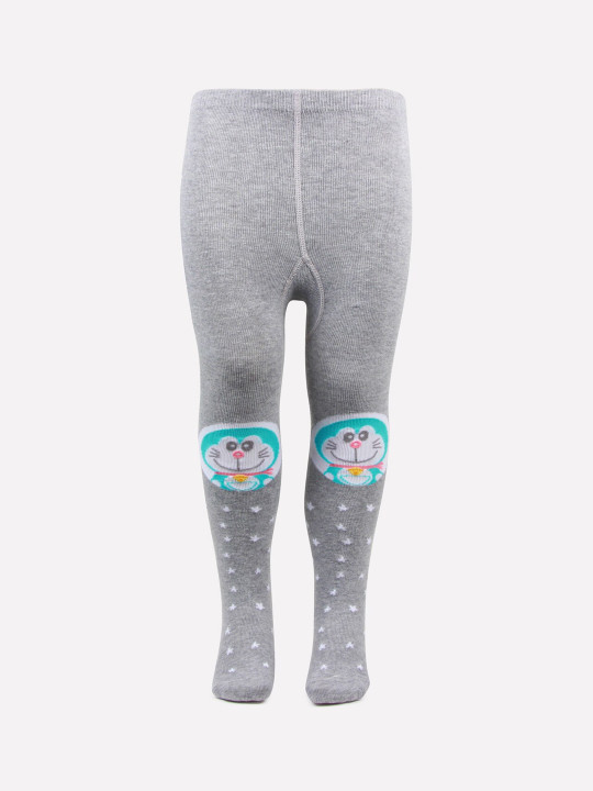 Bonjour Girls Grey Doraemon Printed Anti-Odour Knitted Tights